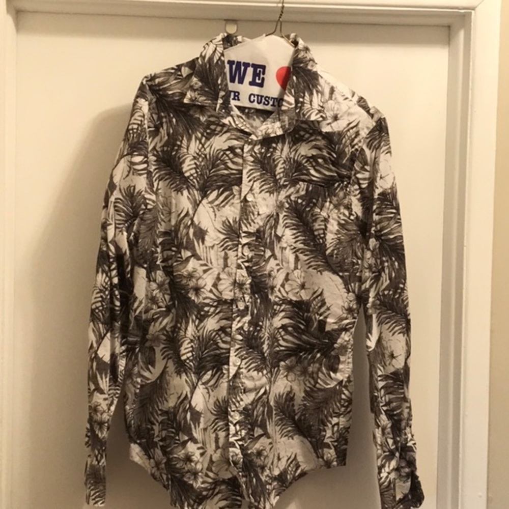 Men’s Structure Floral Shirt Medium Slim Fit
